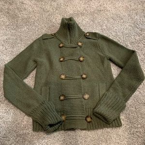 American Eagle Army green zip front cardigan